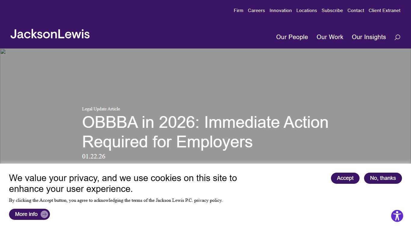 OBBBA in 2026: Immediate Action Required for Employers - Jackson Lewis